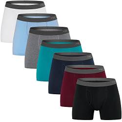 INNERSY Herren Unterhosen Baumwolle Männer Boxershorts mit Eingriff Lange Unterwäsche 7er Pack (M, Klassisch Mehrfarbig) von INNERSY