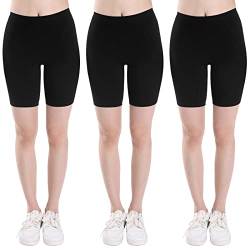 INNERSY Kurze Leggings Mädchen Baumwolle Radlerhose Kinder Shorts Teenager Hose unter Rock 3 Pack (10-12 Jahre, 3 Schwarz) von INNERSY