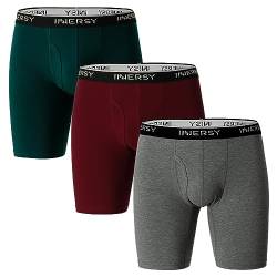 INNERSY Lange Unterhosen Herren Baumwolle Boxershorts Männer Unterwäsche Anti Chafing Mehrpack 3 (L, Weihnachten Farbe) von INNERSY