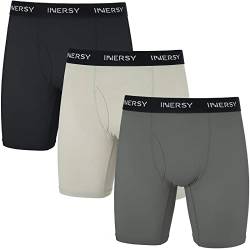 INNERSY Lange Unterhosen Herren Boxershorts mit Eingriff Weiche Pants Unterwäsche Männer 3er Pack (XL, Schwarz/Dunkelgrau/Grau) von INNERSY