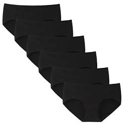 INNERSY Mädchen Unterhosen Schwarz Basic Slip Baumwolle Unterwäsche Teenager 12-140-164 6 Pack (L(Mädchen 12-14 Jahre alt), 6 Klassisches Schwarz) von INNERSY