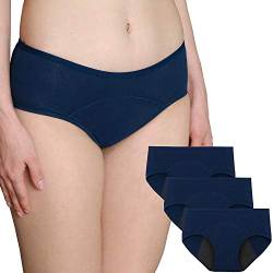 INNERSY Menstruation Panties Damen Periodenslip Baumwolle Wochenbett Unterwäsche 3er Pack (L, 3 Marine) von INNERSY
