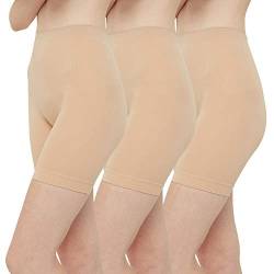 INNERSY Radlerhose Damen Hautfarben Leggins Kurz Unter Rock Chub Rub Shorts Unsichtbare 3er Pack (L/42, Beige) von INNERSY