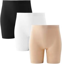 INNERSY Radlerhose Damen Kurz Hose Unter Kleid Anti Scheuern Slipshorts Radlerhosen Set 3er Pack (XS/36, Schwarz/Beige/Weiß) von INNERSY