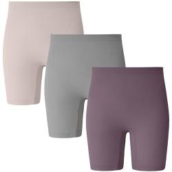 INNERSY Radlerhose Damen Kurz für Kleid Radler Shorts Chub Rub Unterkleid Hose Unter Rock 3 Pack (3XL/48, Violett/Grau/Lotuswurzel) von INNERSY