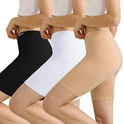 INNERSY Radlerhose Damen Set Leggins Kurz Unter Rock Anti Chafing Shorts Radler Unterhosen 3 Pack (XL, Beige/Weiß/Schwarz) von INNERSY