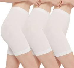 INNERSY Radlerhose Damen Weiß Hose Unter Kleid Anti Scheuern Leggins Kurz Unterrock Shorts 3 Pack (L/42, Weiß) von INNERSY