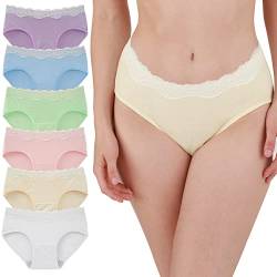 INNERSY Slip Damen Spitze Unterhosen Baumwolle Teenager Mädchen Sommer Schlüpfer Mehrpack 6 (36, Macaron-Farbe) von INNERSY