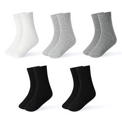 INNERSY Socken Kinder Calf Socks Kindersocken Jungen Schulsocken Mädchen Schwarz Grau Weiß 5 Paar (23-26, Schwarz/Grau/Weiß) von INNERSY