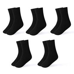 INNERSY Socken Kinder Schwarz Baumwolle Kindersocken Jungen Mädchen Weich Unisex Crew Socks 5 Paar (31-34, Solide Schwarz) von INNERSY