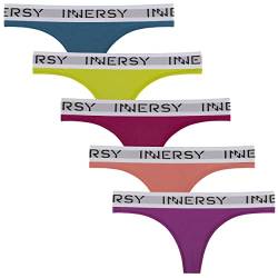 INNERSY Tanga Damen Sexy Damenslips Baumwolle Mehrpack String Bikini Panties 5 Pack (34, Mehrfarbig) von INNERSY