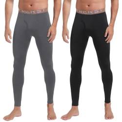 INNERSY Thermounterwäsche Herren Hose Ski Unterwäsche Winter Funktionsunterwäsche Unterteile 2 Pack (M, Grau/Schwarz) von INNERSY