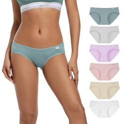 INNERSY Unterhosen Damen Niedriger Bund Slip Baumwolle Hipster Unterwäsche Frauen Pantys 6er Pack (M, Helles Mehrfarbig) von INNERSY