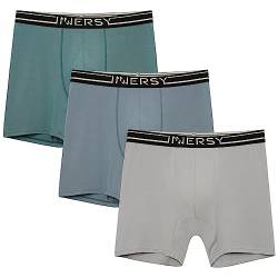 INNERSY Unterhosen Herren Mikrofaser Männer Boxershorts Schnelltrocknend Retroshorts Mehrpack 3 (L, Hellgrau/Hellblau/Grün) von INNERSY