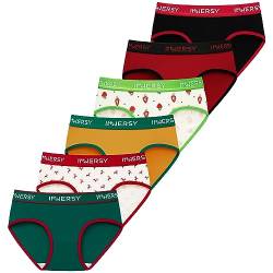 INNERSY Unterhosen Mädchen Baumwolle Unterwäsche Teenager Bunte Slip Weich Pantys Mehrpack 6 (10-12 Jahre, Weihnachts Serie) von INNERSY