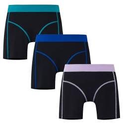 INNERSY Unterhosen Mädchen Schwarz Boxershorts Baumwolle Shorts Unterwäsche 140-170 3er Pack (10-12 Jahre, Schwarz mit Bunter Taille) von INNERSY