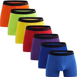 INNERSY Unterhosen Männer Baumwolle Boxershorts mit Eingriff Herren Bunt Unterwäsche 7er Pack (M, Rainbow Color) von INNERSY
