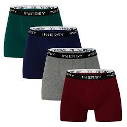 INNERSY Unterhosen Männer Boxershort mit Eingriff Lange Hipster Herren Unterwäsche Mehrpack 4 (M, Weihnachten Serie) von INNERSY