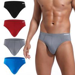 INNERSY Unterhosen Männer Slip Sport Slips Herren Komfortable Pants Unterwäsche Mehrpack 4 (XL, Rot/Schwarz/Blau/Grau) von INNERSY