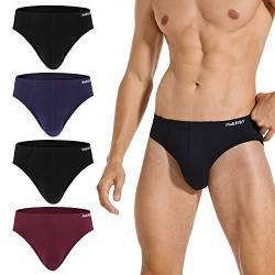 INNERSY Unterhosen Männer Slip Weich Unterwäsche Herren mit 3D Beutel Slips Bunt Mehrpack 4 (L, 2 Schwarz/Dunkelrot/Marine) von INNERSY