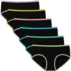 INNERSY Unterhosen Teenager Mädchen Baumwolle Unterwäsche Stretch Slip Schwarz 6er Pack (L(Mädchen 12-14 Jahre alt), Buntes Schwarz) von INNERSY