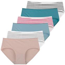 INNERSY Unterwäsche Damen Set Stretch Baumwolle Panties Streifen Slips 6er Pack (XS/36 EU, Mehrfarbig Streifen) von INNERSY