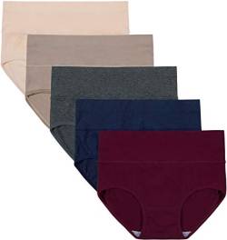 INNERSY Unterwäsche Frauen Baumwolle Hohe Taille Unterhose Damen Slips Mehrpack Pantys 5er Pack (M, Spätherbst) von INNERSY