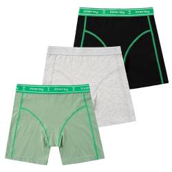 INNERSY Unterwäsche Mädchen Boxershorts Unterhosen Baumwolle Sport Pantys Teens 140-170 3er Pack (14-16 Jahre, Schwarz/Grau/Grün) von INNERSY