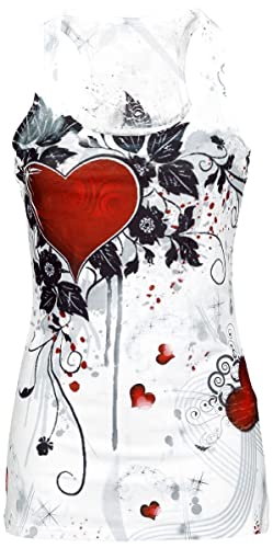 INNOCENT Rose Heart Frauen Top weiß L 100% Polyester Casual Wear, Pastel Goth, Rockwear von INNOCENT