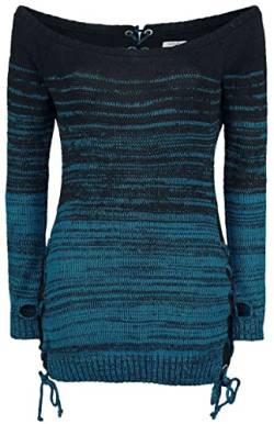 INNOCENT Thena Top Frauen Strickpullover schwarz/blau L 100% Polyacryl Gothic, Rockwear von INNOCENT