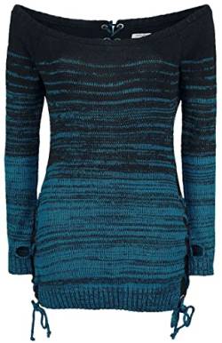 INNOCENT Thena Top Frauen Strickpullover schwarz/blau M 100% Polyacryl Gothic, Rockwear von INNOCENT