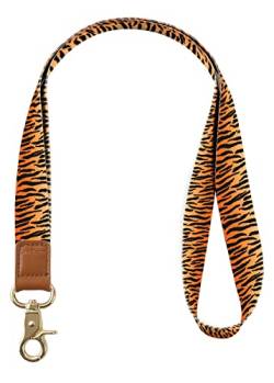 INNObeta Schlüsselband, Umhängeband mit Metallring und Hohe Qualität Leder, Ideal für Handy, Schlüssel, Zweiseitiger Druck in Voller Farbe- Gelbes Tiger Muster von INNObeta