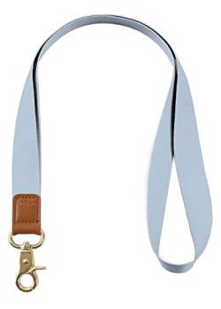 INNObeta Schlüsselband, Umhängeband mit Metallring und Hohe Qualität Leder, Ideal für Handy, Schlüssel, Zweiseitiger Druck in Voller Farbe- Hellgrau Blau von INNObeta