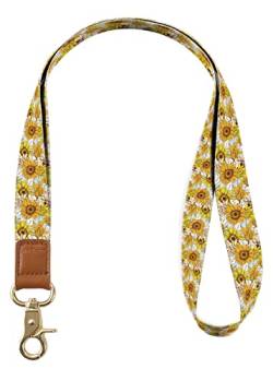 INNObeta Schlüsselband, Umhängeband mit Metallring und Hohe Qualität Leder, Ideal für Handy, Schlüssel, Zweiseitiger Druck in Voller Farbe- Sonnenblume von INNObeta