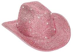 INOGIH Western-Cowgirl-Hut für Damen, Fransen, Quaste, Dekoration, Cowboy-Fedora-Hut für Party, Musikfestival, Pink, Medium von INOGIH