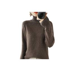 Damen Solid Turtleneck Kaschmir-Strickpullover, cremefarbener Rollkragenpullover, Weihnachtspullover für Frauen (Dark Brown,XXL) von INOMAK