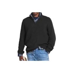 INOMAK Herren Kaschmir Business Casual Pullover mit Reißverschluss, Viertelreißverschlusspullover Herren, Slim Fit Herren Pullover mit V-Ausschnitt Langarm (Black,3XL) von INOMAK