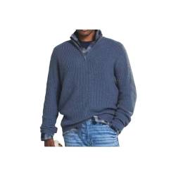 INOMAK Herren Kaschmir Business Casual Pullover mit Reißverschluss, Viertelreißverschlusspullover Herren, Slim Fit Herren Pullover mit V-Ausschnitt Langarm (Blue,2XL) von INOMAK