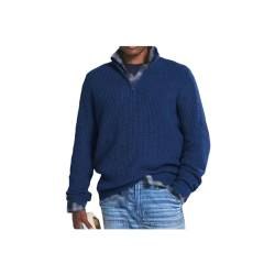 INOMAK Herren Kaschmir Business Casual Pullover mit Reißverschluss, Viertelreißverschlusspullover Herren, Slim Fit Herren Pullover mit V-Ausschnitt Langarm (Dark Blue,2XL) von INOMAK