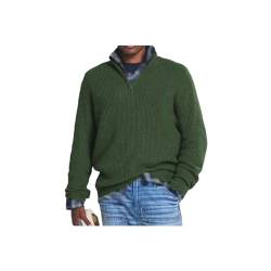 INOMAK Herren Kaschmir Business Casual Pullover mit Reißverschluss, Viertelreißverschlusspullover Herren, Slim Fit Herren Pullover mit V-Ausschnitt Langarm (Dark Green,4XL) von INOMAK