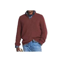 INOMAK Herren Kaschmir Business Casual Pullover mit Reißverschluss, Viertelreißverschlusspullover Herren, Slim Fit Herren Pullover mit V-Ausschnitt Langarm (Red,5XL) von INOMAK