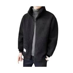 INOMAK Men's Faux Fleece Thick Jacket, Herren Fleecemäntel, Chaqueta De Felpa Con Cuello Levantado Para Hombre (Black,L) von INOMAK