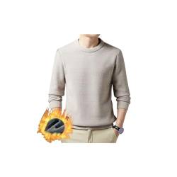 INOMAK Warmes gemütliches gefüttertes Rundhals-Oberteil für Herren, mit Fleece gefütterte Hemden für Männer, Fleece-gefüttertes Sweatshirt für Männer (Beige,XL Proposal 50-60 kg) von INOMAK