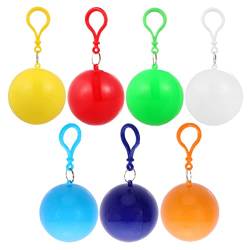 INOOMP 7Pcs Tragbare Notfallregenregen Regenponcho in Ball Wasserdicht Klare Regenmantel Regenbekleidung mit Motorhaubenschutzanzug Schlüsselanhänger für Reisen Regentag Verschiedene von INOOMP