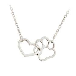 INOOMP Einfache Halskette Halsketten Charm-halter-halskette Halsband Hunde-fußabdruck-halskette Herz Halskette Frauen Halskette Zubehör Liebe von INOOMP