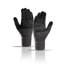 Winterhandschuhe Herren Damen Touchscreen Handschuhe Warme Thermohandschuhe Rutschfester Griff Stricken Weiches Futter Elastische Bündchen SMS Anti-Rutsch Unisex Schwarz von INSISMY