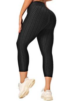 INSTINNCT Damen Capris Slim Fit Hohe Taille Lange 3/4 Leggings mit Bauchkontrolle Fitnesshose Sporthose Schwarz Medium von INSTINNCT