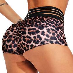 INSTINNCT Damen Shorts Sport Yoga Kurze Hose Sweatpants Laufshorts Training Gym Yoga Fitness Yoga A-Leopard ohne Taschen(1660) XL von INSTINNCT