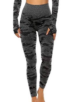 INSTINNCT Damen Yoga Lange Leggings Slim Fit Fitnesshose Sporthosen #1 Tarnmuster - Schwarz M von INSTINNCT