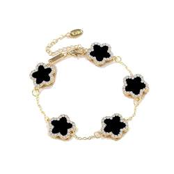 INSTR Fünf-Blumen-Armband für Frauen, zweiseitig mit Steinimitation Fritillaria-Gliederarmband, geometrischer romantischer Schmuck von INSTR